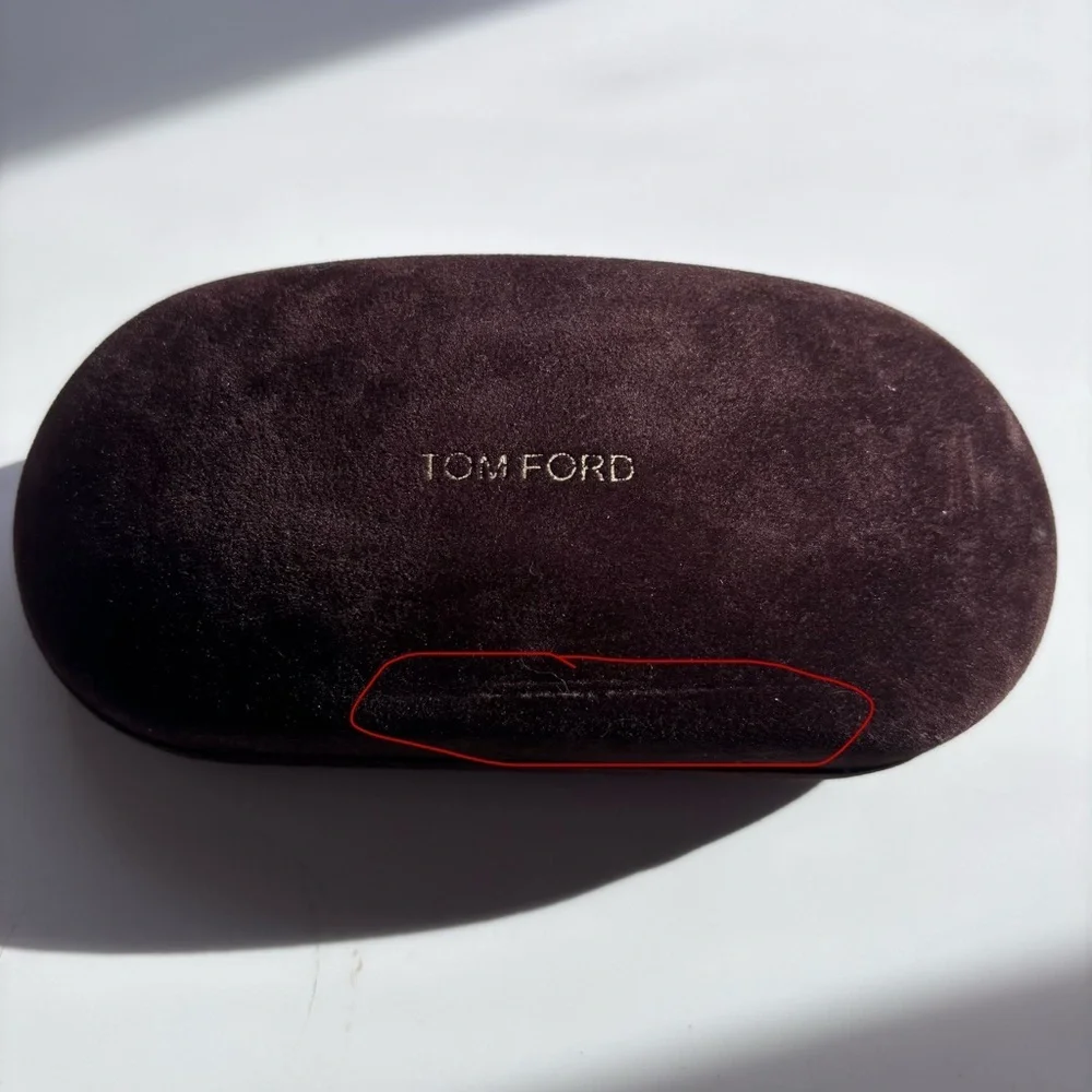 Tom Ford Velvet Sunglasses Case in Dark Brown with Gold Logo